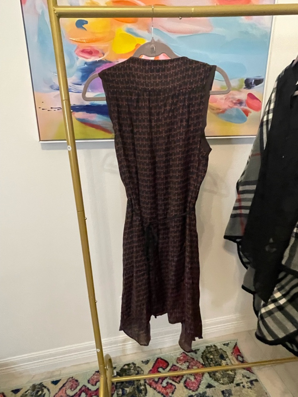 Simply Vera Vera Wang Brown Patterned Sleeveless Midi Dress Medium - Picture 7 of 7